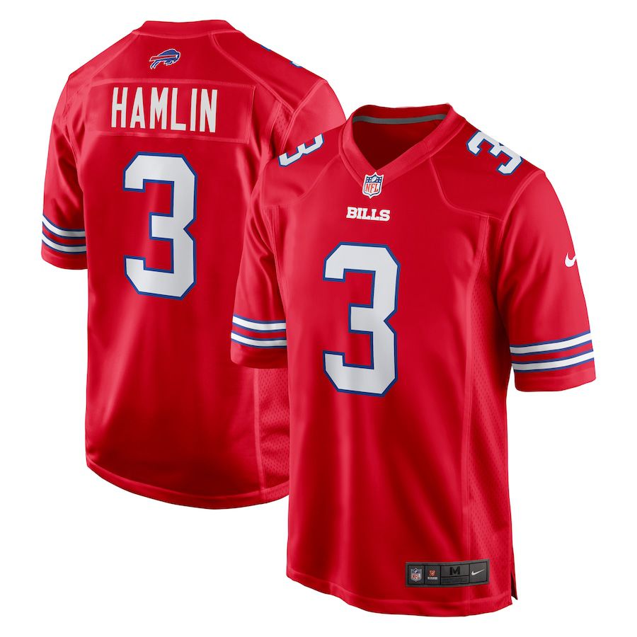 Men Buffalo Bills #3 Damar Hamlin Nike Red Alternate Game NFL Jersey